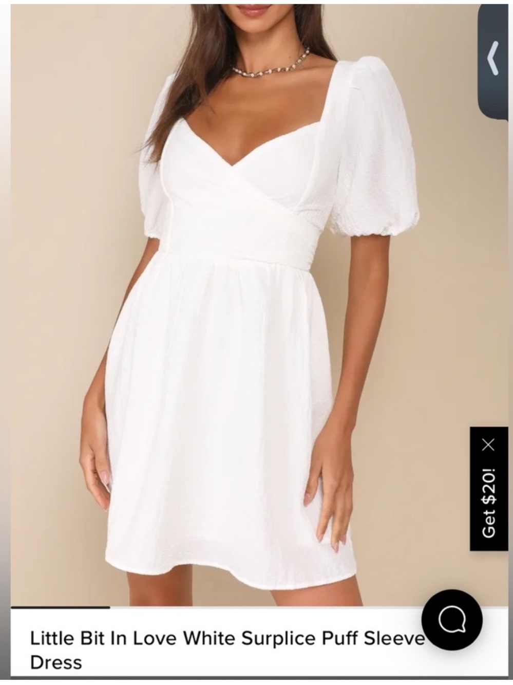 Lulu's White Puff Sleeve Mini Dress